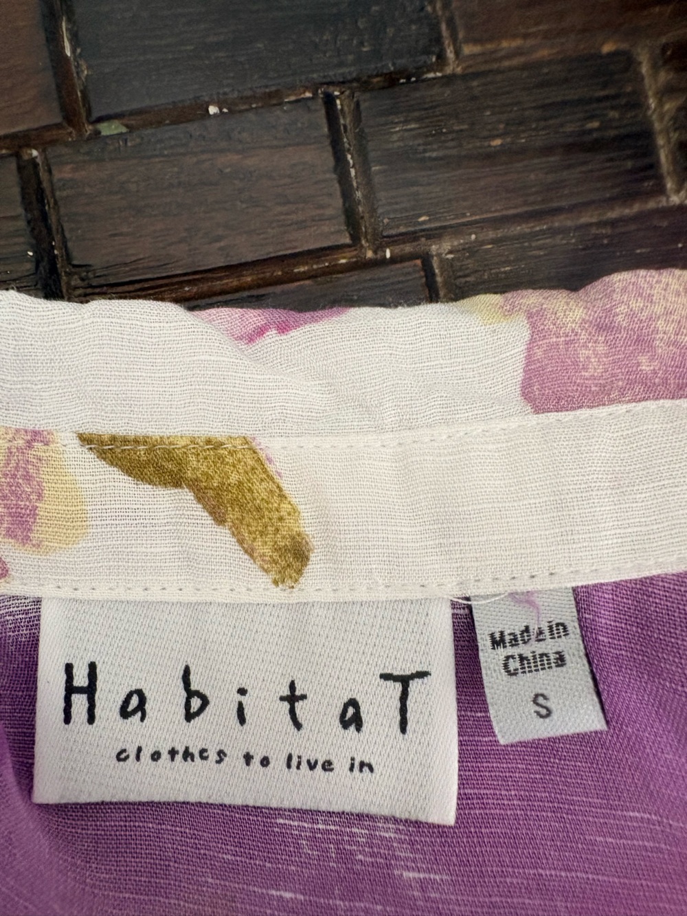 Habitat Pink Purple Floral Button-Down Shirt linen sz s - Picture 9 of 11